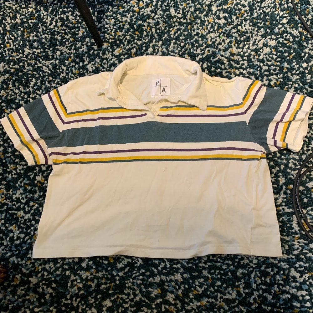 Striped polo crop top